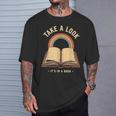 Vintage Rainbow Take a Look It's In a Book Retro Reading Art T-Shirt Gifts for Him