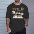 Wild About Reading Animals And Book Lovers Teacher Kids T-Shirt Gifts for Him