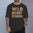 Wild About Reading Book Animal Book Lover Teacher Kids T-Shirt Gifts for Him