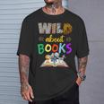 Wild About Reading Books Reader Bookworm Animals Book Lover T-Shirt Gifts for Him Wild About Reading Books Reader Bookworm Animals Book Lover T-Shirt Gifts for Him