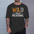 Wild About Reading Books Reader Lover Animals Leopard Zebra T-Shirt Gifts for Him