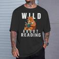 Wild About Reading Love Books Nerd Bookworm Librarian T-Shirt Gifts for Him