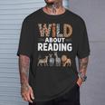 Wild About Reading Retro Animal Book Lover Librarian Teacher T-Shirt Gifts for Him