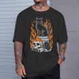 Witchy Creepy Goth Cat Skull Flames Occult Magic Books T-Shirt Gifts for Him Witchy Creepy Goth Cat Skull Flames Occult Magic Books T-Shirt Gifts for Him