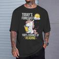 Women's 100 Chance Of Reading Book Lover Unicorn T-Shirt Gifts for Him