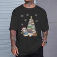 Women's Book Lovers Christmas Tree Reading Penguin Holiday Bookworm T-Shirt Gifts for Him