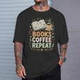Women's Books Coffee Repeat Book Lover Reader Bookworm T-Shirt Gifts for Him