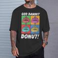 Women's Dungeon Crawler Carl God Damnit Donut Cat Pop Art Book T-Shirt Gifts for Him