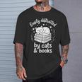 Women's Easily Distracted By Cats And Books T-Shirt Gifts for Him