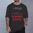 Women's I Read Banned Books Bluegrey-Red Literature Activist T-Shirt Gifts for Him Women's I Read Banned Books Bluegrey-Red Literature Activist T-Shirt Gifts for Him