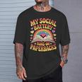 Women's My Social Battery Runs On Paperbacks Groovy Book Lover T-Shirt Gifts for Him