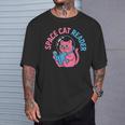 Women's Space CAT Reader Pink Helmet Blue Book Nerd Galaxy Kitty T-Shirt Gifts for Him