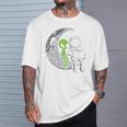 Astronaut Reading Book To Alien Moon Space Women Kids Men Premium Tri-Blend T-Shirt Gifts for Him