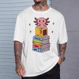 Axolotl Bookworm Girls Cute Book Reading Axolotl Pink T-Shirt Gifts for Him