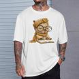 Baby Reptile Small Book Reading Graphic Lizard Round Glasses T-Shirt Gifts for Him