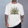 Book Flowers Reading Book Lover T-Shirt Gifts for Him