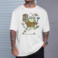 Book Lover Frog Quiet Please Cute Librarian Cartoon T-Shirt Gifts for Him