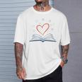 Book Reading Love Heart Library T-Shirt Gifts for Him