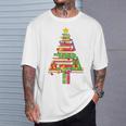 Books Christmas Tree Xmas Librarian Book Lovers Pajama T-Shirt Gifts for Him