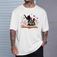 Cat Kitten Wildflower Book Pet Owner Librarian T-Shirt Gifts for Him Cat Kitten Wildflower Book Pet Owner Librarian T-Shirt Gifts for Him