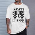Cats Books And Coffee Reading T-Shirt Gifts for Him