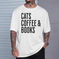 Cats Coffee And Books T-Shirt Gifts for Him