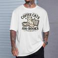Coffee Cats And Book Reader Book Lovers Librarian Bookworm T-Shirt Gifts for Him Coffee Cats And Book Reader Book Lovers Librarian Bookworm T-Shirt Gifts for Him