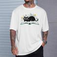 Cute Cat On Book Fun Flower Feline Pet Lover Premium Tri-Blend T-Shirt Gifts for Him