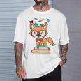 Cute Fox Smart Nerdy 1st Day School Teachers Students Books T-Shirt Gifts for Him