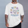Cute Ghost Reading Books Spooky Magical Tales Witchy T-Shirt Gifts for Him
