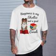 Cute Happiness Is Sheltie And Books Sheltie Mom T-Shirt Gifts for Him