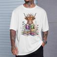 Cute Highland Cow Library Bookworm Librarian Books Reading T-Shirt Gifts for Him Cute Highland Cow Library Bookworm Librarian Books Reading T-Shirt Gifts for Him