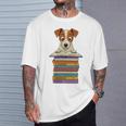 Cute Jack Russel Dog Reading On Pile Of Books Premium Tri-Blend T-Shirt Gifts for Him