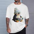 Cute Penguin Reading Book Faux-Crochet Print T-Shirt Gifts for Him
