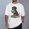 Dachshund Dog With Glasses Reading Book Librarian T-Shirt Gifts for Him Dachshund Dog With Glasses Reading Book Librarian T-Shirt Gifts for Him