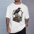 Dark Academia Raven Skull Books T-Shirt Gifts for Him