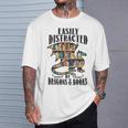 EASILY DISTRACTED BY DRAGONS & BOOKS Medieval Fantasy Reader T-Shirt Gifts for Him