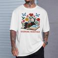 El Salvador Hispanic Heritage Month Book Cute Floral Cat Art T-Shirt Gifts for Him