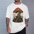 Floral Mushroom Skeleton Reading Books Gothic Humor T-Shirt Gifts for Him