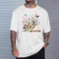 Flowers Gardening And Book Reading Lover T-Shirt Gifts for Him Flowers Gardening And Book Reading Lover T-Shirt Gifts for Him
