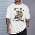 This Girl Loves Cats And Books Cat Watercolor T-Shirt Gifts for Him