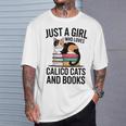 Just A Girl Who Loves Calico Cats And Books Minimal Tee T-Shirt Gifts for Him Just A Girl Who Loves Calico Cats And Books Minimal Tee T-Shirt Gifts for Him