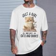 Just A Girl Who Loves Cats And Books Kitties Pet Art Lover T-Shirt Gifts for Him