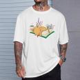 Kawaii Cat Women's Cat Books Flowers T-Shirt Gifts for Him Kawaii Cat Women's Cat Books Flowers T-Shirt Gifts for Him