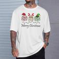 Librarian Merry Christmas Books Santa Hat Reindeer Elf Xmas T-Shirt Gifts for Him