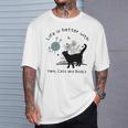 Life Is Better With Yarn Cats And Books Premium Tri-Blend T-Shirt Gifts for Him