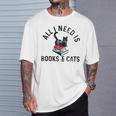All Need Is Books & Cats Book Reader And Kittens Art T-Shirt Gifts for Him