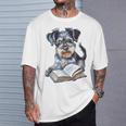 Nerdy Schnauzer Dog Book Lover Glasses Cute Pet For Men Women Kids T-Shirt Gifts for Him