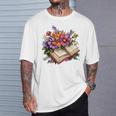 Open Book With Colorful Flowers For Readers T-Shirt Gifts for Him