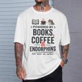 Powered By Books Coffee Endorphins Running Reader Runner T-Shirt Gifts for Him